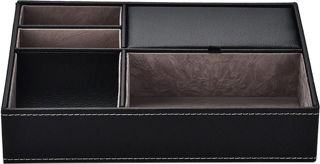 CosyHome Multifunktionale Aufbewahrungsbox aus PU-Leder für den Schreibtisch in Grau - Bild 1