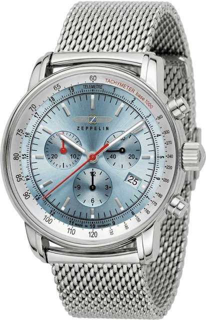 Zeppelin Chronograph, Quarz, Edelstahl, Blau, 42 mm, Herren - Bild 1