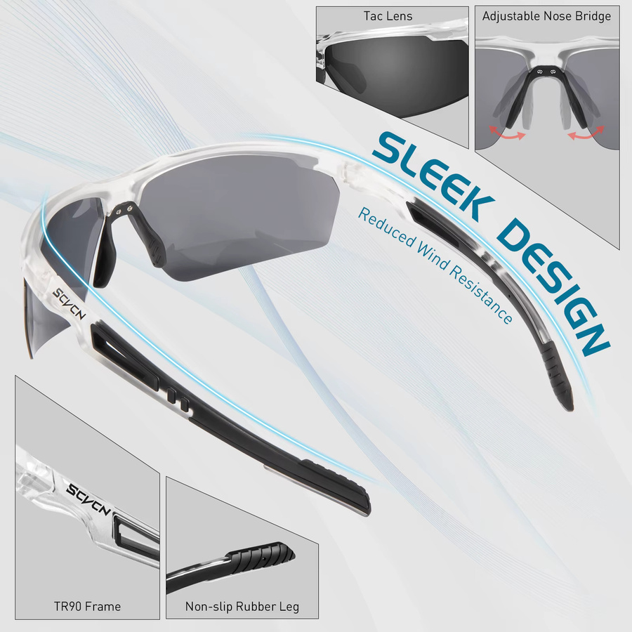 Scvcn Sportsonnenbrille, Unisex, Vollrand, Kunststoff, polarisiert - Bild 4