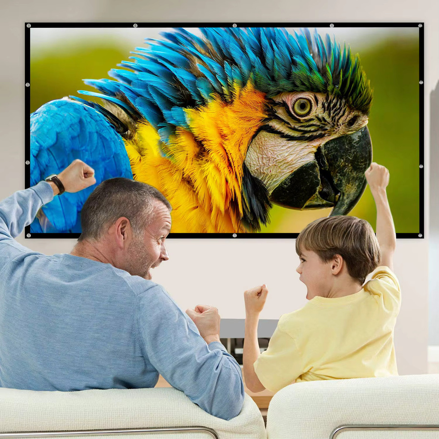 XBJ Projektorleinwand 120 Zoll, 16:9 faltbar und knitterfrei, weiß, tragbar für Heimkino und Outdoor-Einsatz - Bild 2