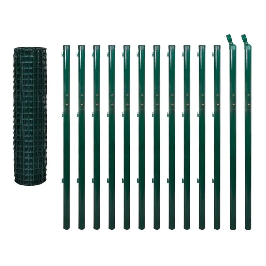 vidaXL Eurozaun aus Stahl mit PVC-Beschichtung in Grün, Breite: 25 m, Höhe: 1,7 m - Bild 2