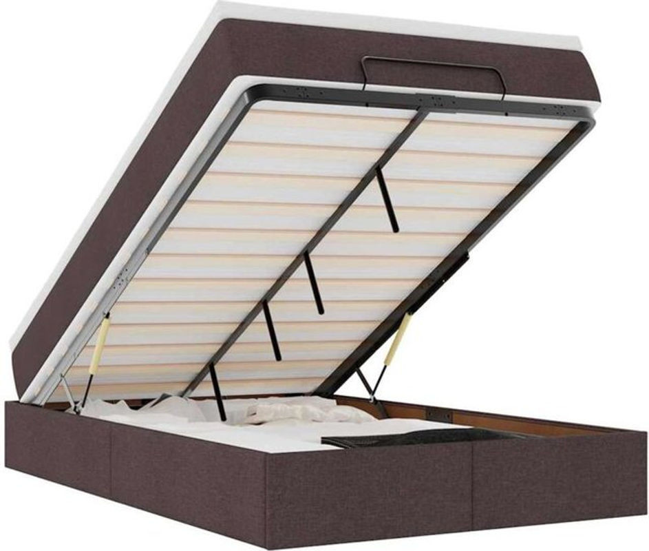 Vidaxl Ottoman Polsterbett mit Matratze in Dunkelbraun, B/T/H: 120 x 190 x 23,5 cm - Bild 1