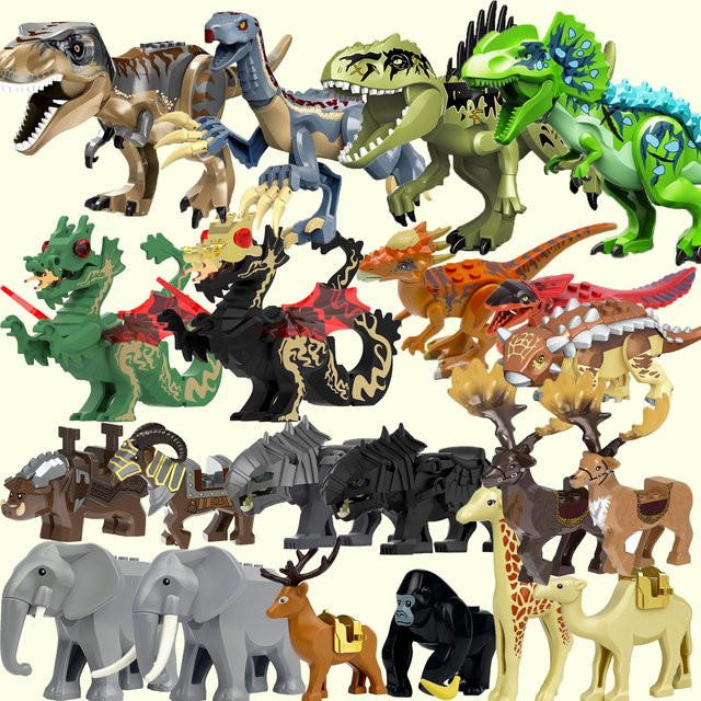 BRICKPANDA Zoo Tier Baustein Zubehör Set, Tiere, Dinosaurier, ab 18 Jahren - Bild 1