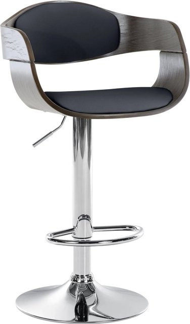 DELUKE Barhocker NADAN höhenverstellbarer Barstuhl aus Kunstleder in Schwarz-grau, drehbar, B/T/H: 50 x 48 x 88 cm - Bild 1