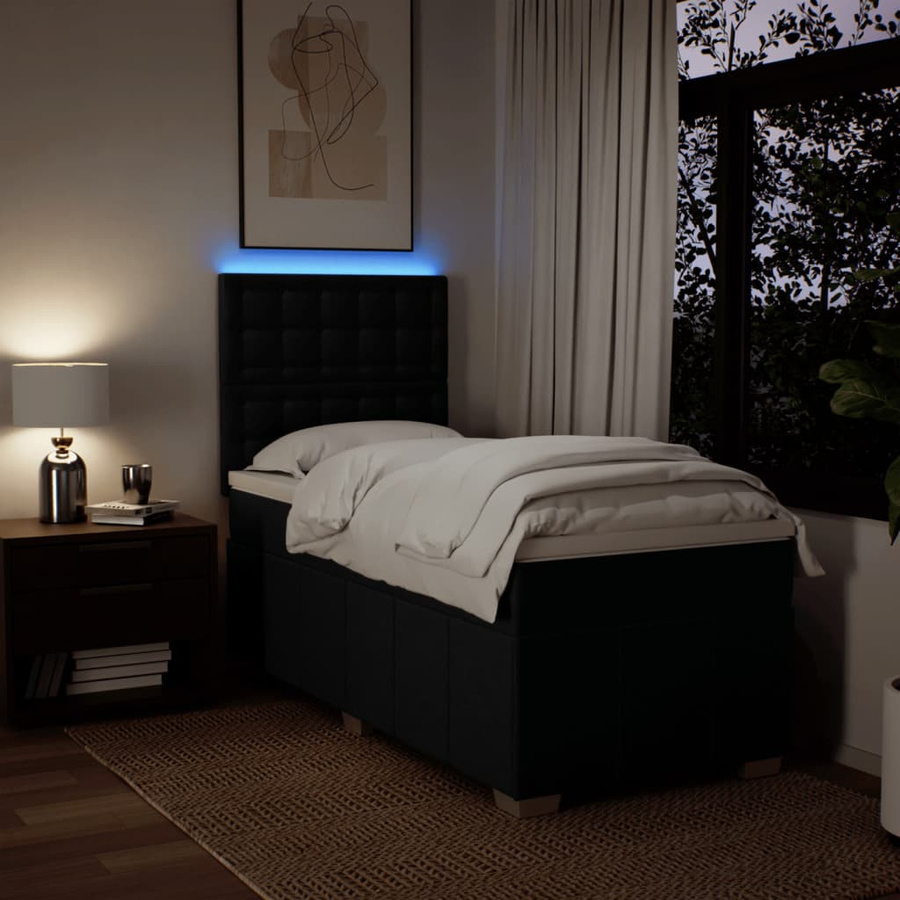 vidaXL Boxspringbett mit Matratze und USB-Ladeport in Schwarz, B/T/H: 80 x 200 x 140,5 cm - Bild 5