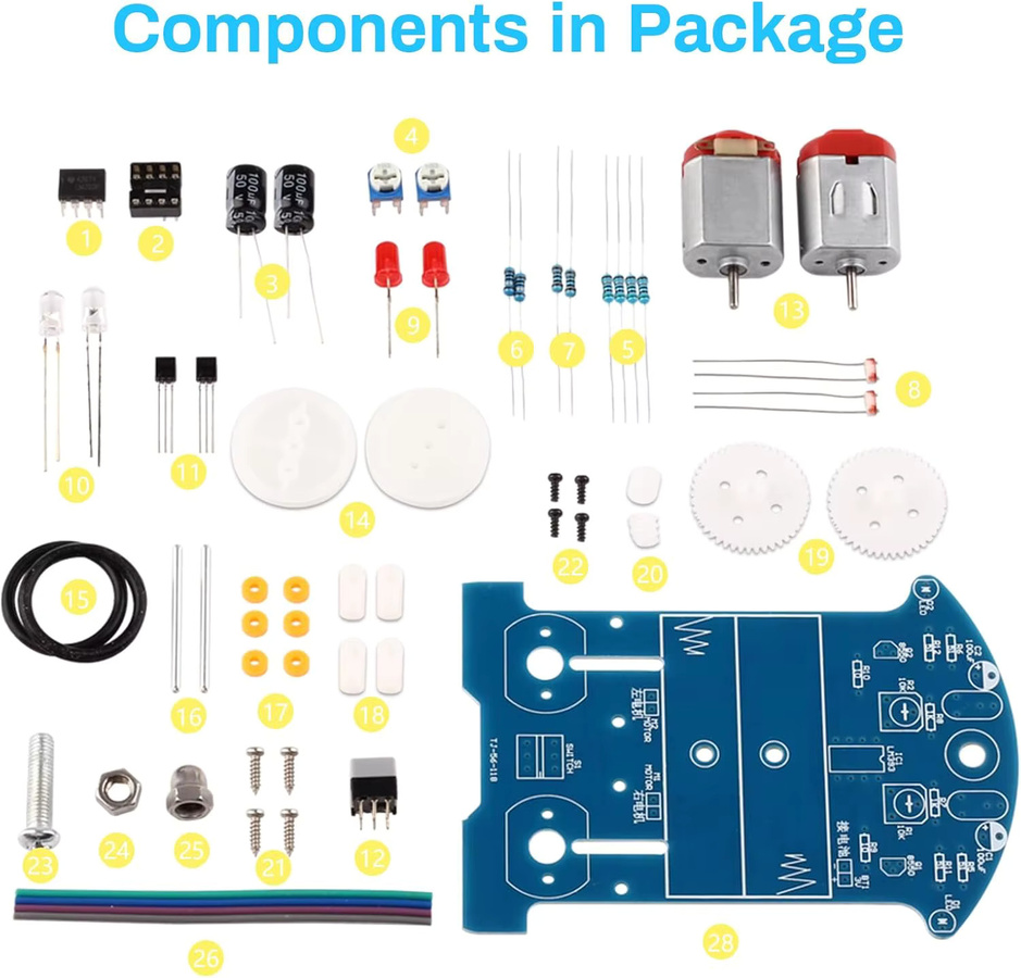 AOKIN Smart Car Soldering Project Kits D2-5 Smart Tracking Robot Car Sets, Lern- und Elektronik-Set - Bild 2