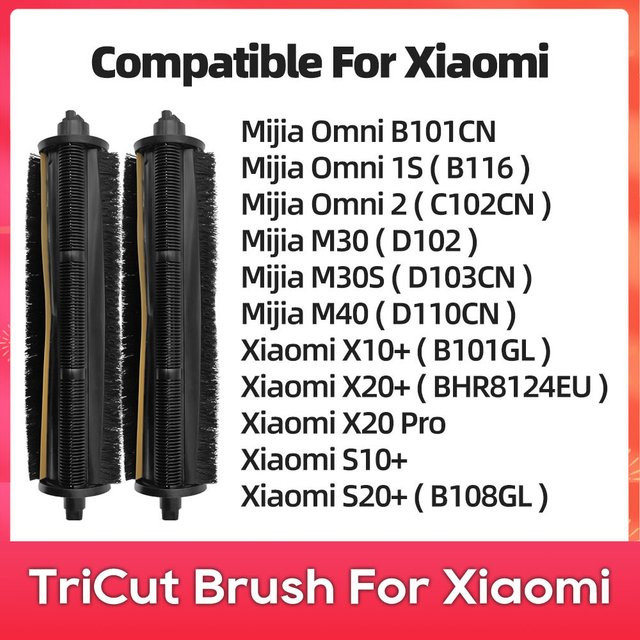 OSSIEAO TriCut-Bürstenzubehör in Schwarz passend für Xiaomi Mijia H40, M40, M30S, M30, Robot Vacuum X10+, X20+, S10+, S20+, X20 Pro, C102CN und B116 - Bild 1