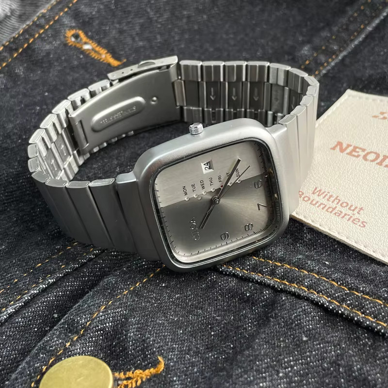 CILOA Armbanduhr Edelstahl, Eckig, Silber, Datum, Herren - Bild 3