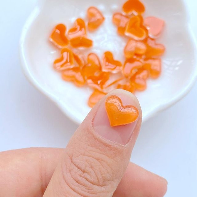 Herz Harz, orange, 8*9mm, Schmuck Zubehör - Bild 1