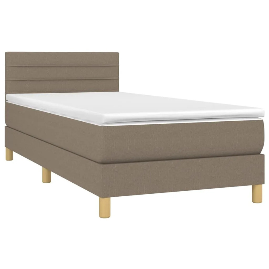 vidaXL Boxspringbett mit Matratze und LED-Unterbettbeleuchtung in Beige, Hybrid-Bett mit USB-Ladeport und Taschenfederkern, B/T/H: 80 x 200 x 78 cm - Bild 2