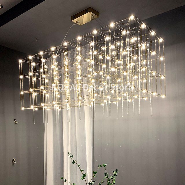 Moderner Würfel-Kronleuchter von HomeLover als Pendelleuchte aus Metall für Wohnzimmer, Esszimmer oder Büro in Warmweiß - Bild 1