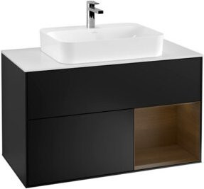 V&B Waschtischunterschrank Finion 100 mit Wandbeleuchtung in Weiß lackiert - Bild 1