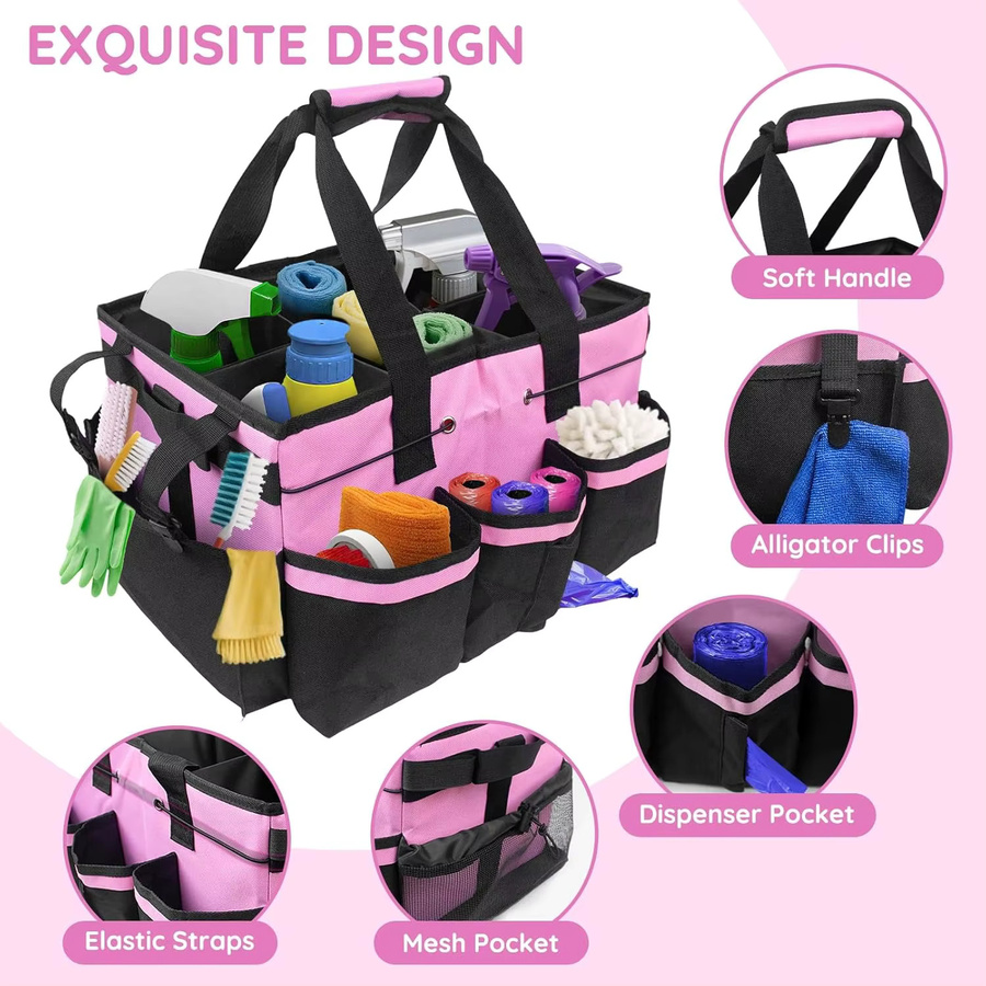 XMSJ Reinigungs-Caddy-Tasche in Pink mit Griff und mehreren Fächern - Bild 5