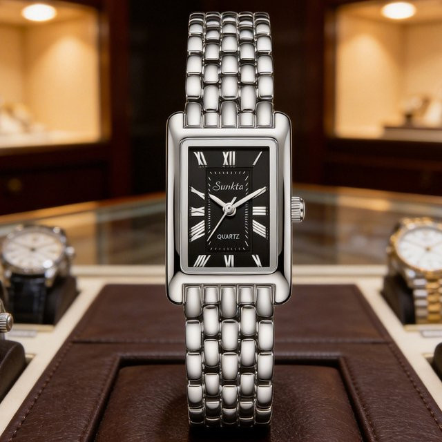 LIGE Armbanduhr, Quarz, rechteckig, Edelstahl, Silber, Damen - Bild 1