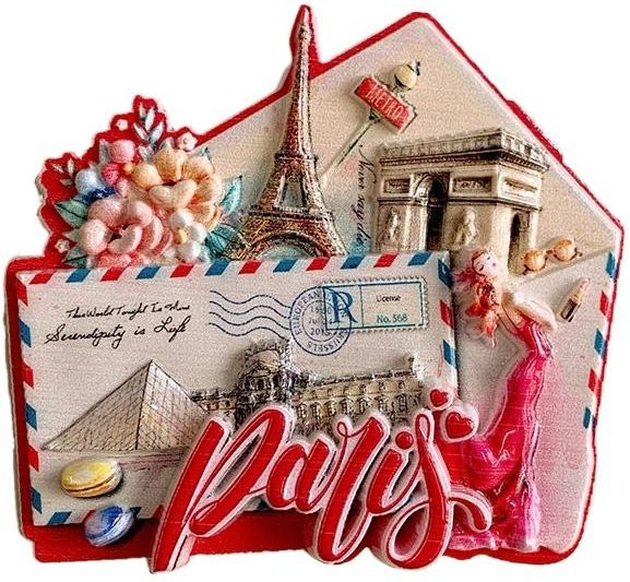 Fashnics Magnetischer Kühlschrankaufkleber Paris Eiffelturm in Rosa und Beige mit 3D-Effekt - Bild 1