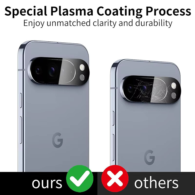 3-teiliger Kameralinsen-Schutz aus gehärtetem Glas für Google Pixel 10 Pro XL und Google Pixel 9 Pro XL in Schwarz und Transparent - Bild 2