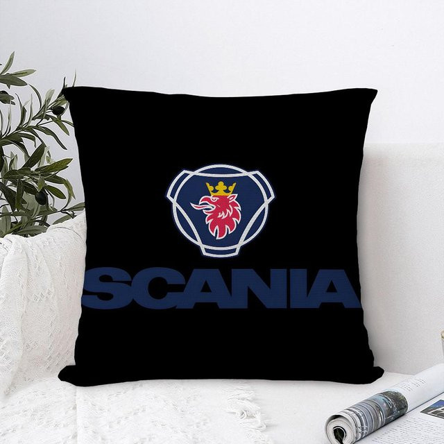 Doja Home S-Scania Logo Kissenbezug aus Plüsch, Schwarz, B/T/H: 40,64 x 40,64 x 0 cm - Bild 1