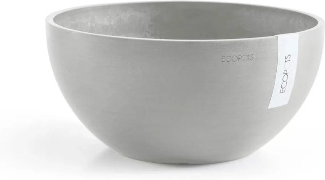 Ecopots Pflanztopf Brussels Weißgrau aus recyceltem Kunststoff, Durchmesser: 25 cm, Höhe: 12 cm - Bild 1