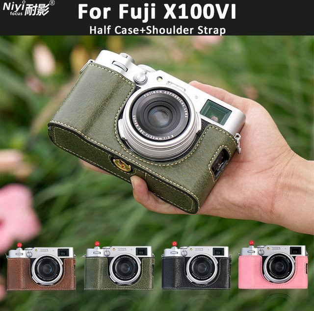 Fujifilm X100VI Kamera-Halbhülle aus Kunstleder in Schwarz inklusive Schultergurt und Kameraschutz-Grundplatte - Bild 1
