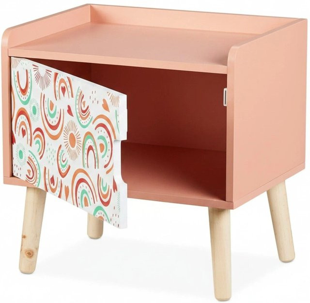 Relaxdays Kindernachttisch aus MDF Holz in Bunt mit Staufach, B/T/H: 41 x 40 x 30 cm - Bild 1