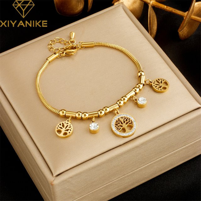 XIYANIKE Armband Edelstahl, Gold, Zirkonia, Damen - Bild 1