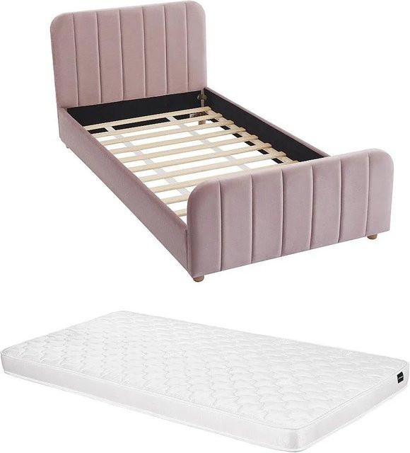 Vente-unique Bettrahmen Rogadi gepolstert aus Samt in Rosa, B/T/H: 90 x 190 cm - Bild 1