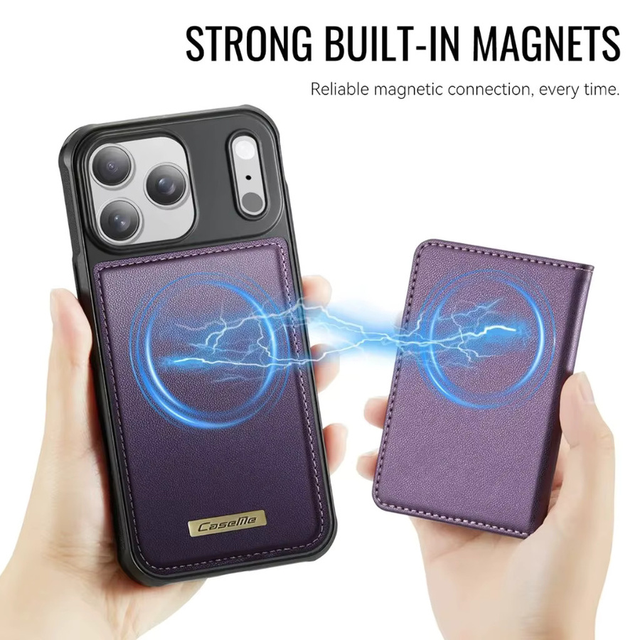 SZMUGUA Magnetische Leder-Brieftaschenhülle im Business-Style für iPhone mit Kartenfächern in Braun oder Lila - Bild 1