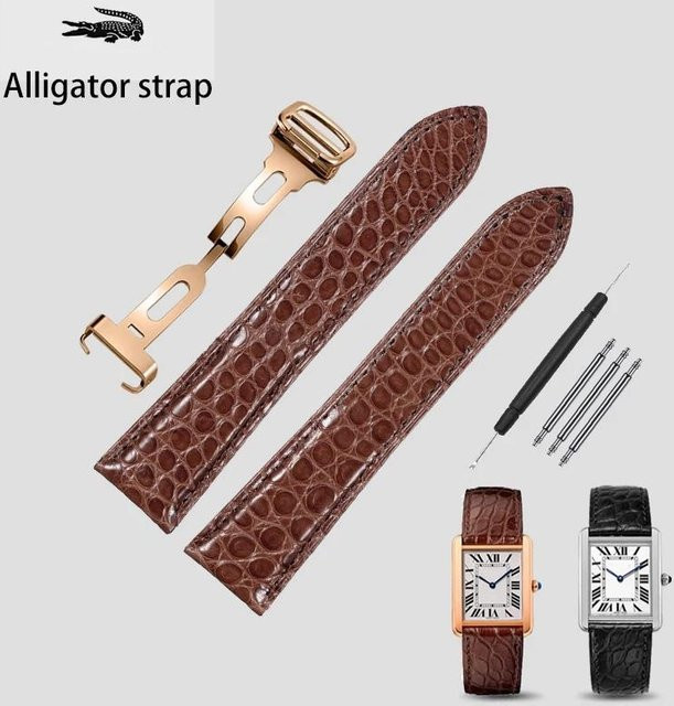 Cartier Uhrenarmband Alligatorleder, Krokodil Echtleder, brown, Unisex - Bild 1