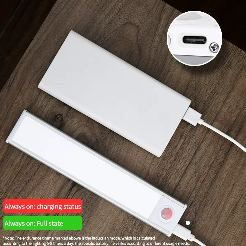 LINYILIGHT LED Nachtlicht mit Bewegungssensor, wiederaufladbare drahtlose Unterbauleuchte für Schrank, Küche und Schlafzimmer, Farbe: Weiß/Silber - Bild 5