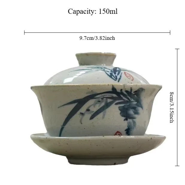 Traditionelles chinesisches Kung Fu Tee-Set aus Keramik mit Gaiwan und Teetasse in Sancai-Design, Mehrfarbig - Bild 4