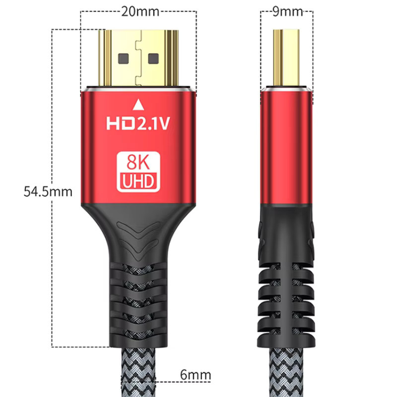 DIXSG HDMI 2.1 Kabel für 8K 60Hz und 4K 144Hz High Speed Übertragung für TV, Monitor und Spielkonsolen - Bild 6