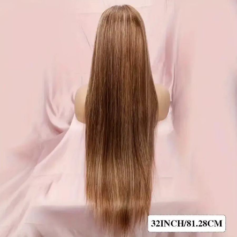 Lace Front Perücke aus Echthaar, 30 Zoll, Ombre 4/27, glatt, Honigblond, Damen - Bild 3