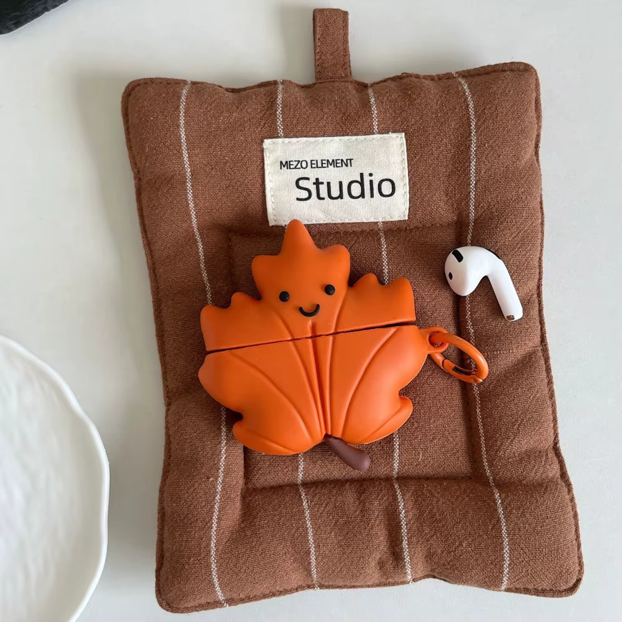 Schutzhülle mit Ginkgoblatt- und Ahornblatt-Design für Apple AirPods Pro 3. Generation und AirPods 4 in Orange - Bild 4