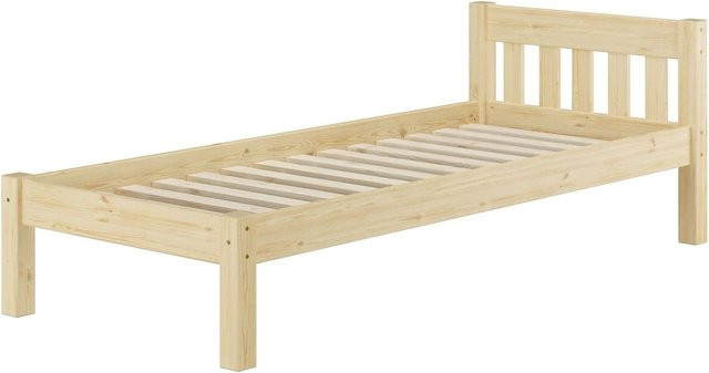 Erst-Holz Einzelbett aus Kiefer Echtholz Unbehandelt inklusive Rollrost B/T/H: 100 x 200 x 109,5 cm - Bild 1