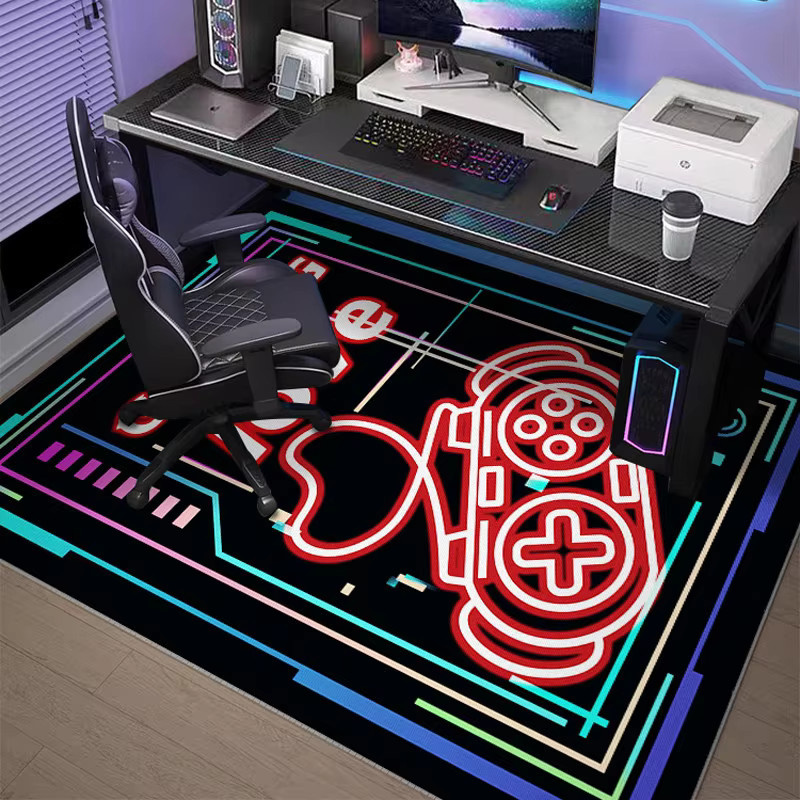 VIKAMA E-Sports-Zimmerteppich in Schwarz, rutschfeste und schalldämmende Bodenmatte für Drehstühle, ideal für Wohnzimmer, Schlafzimmer oder Home-Office - Bild 1