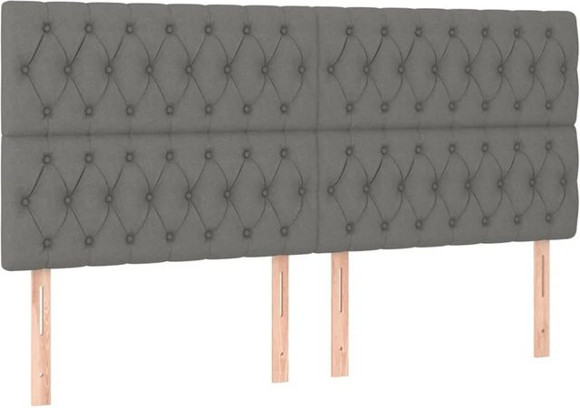 vidaXL LED Kopfteil Dunkelgrau mit USB-Ladeport und integrierter Beleuchtung, gepolstert aus Stoff, B/H: 200 x 128 cm - Bild 1