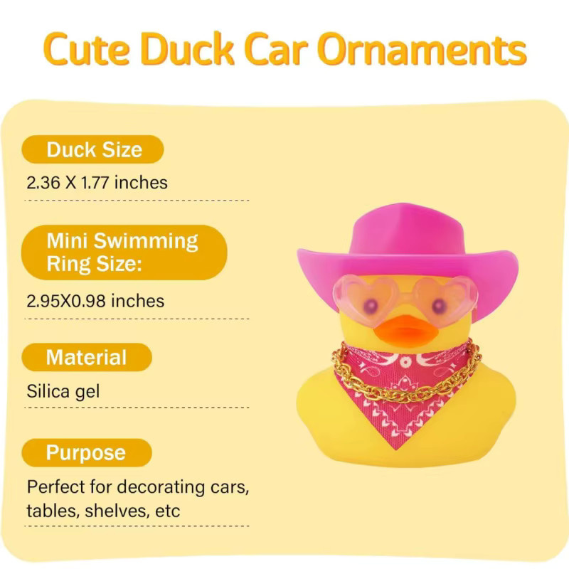 XMSJ Cowboy-Gummi-Ente als gelbe Auto-Dekoration mit Cowboyhut und Sonnenbrille für das Armaturenbrett - Bild 2