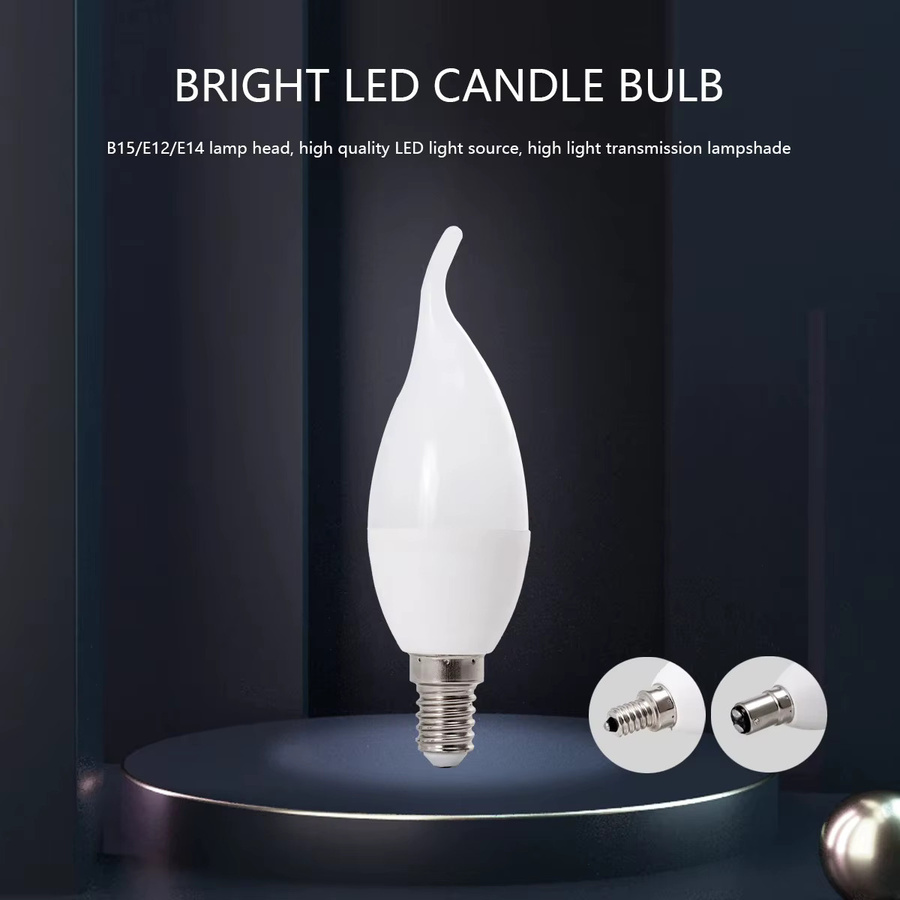 Aoyuansea LED-Kronleuchter-Glühbirne in Flammenform, dimmbar, E14, 5 W, warmweißes Licht - Bild 3