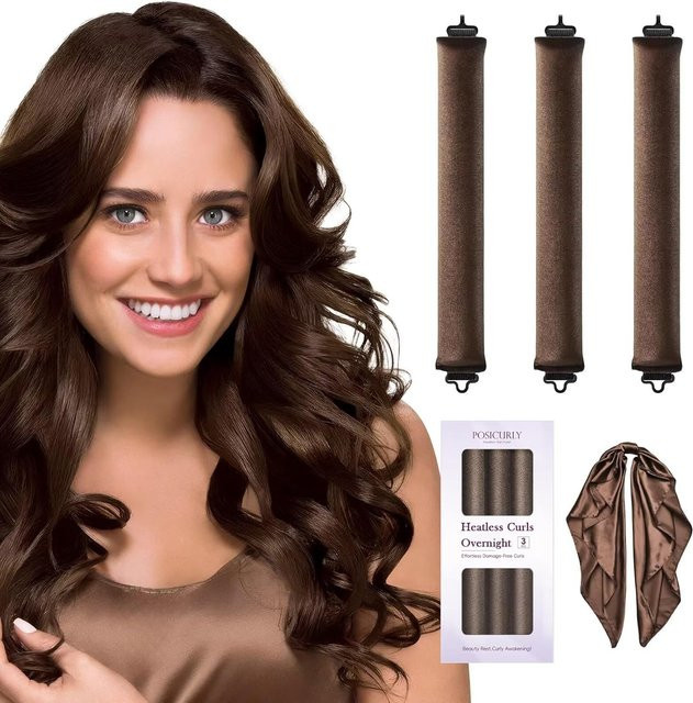 Hitzefreier Lockenwickler mit Satinschal, 3 Stück, Unisex - Bild 1