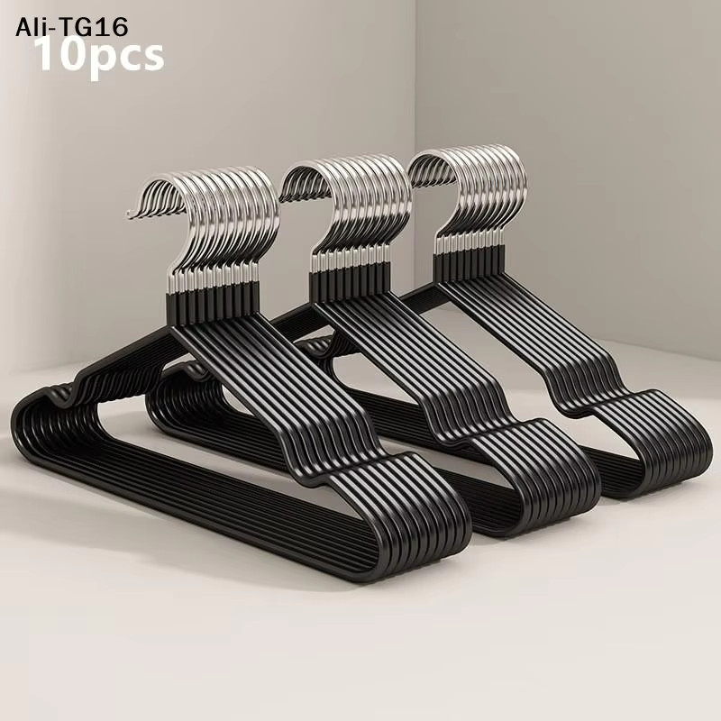 10 Stück JETTING Metall-Kleiderbügel rutschfest und platzsparend in Schwarz und Blau - Bild 1
