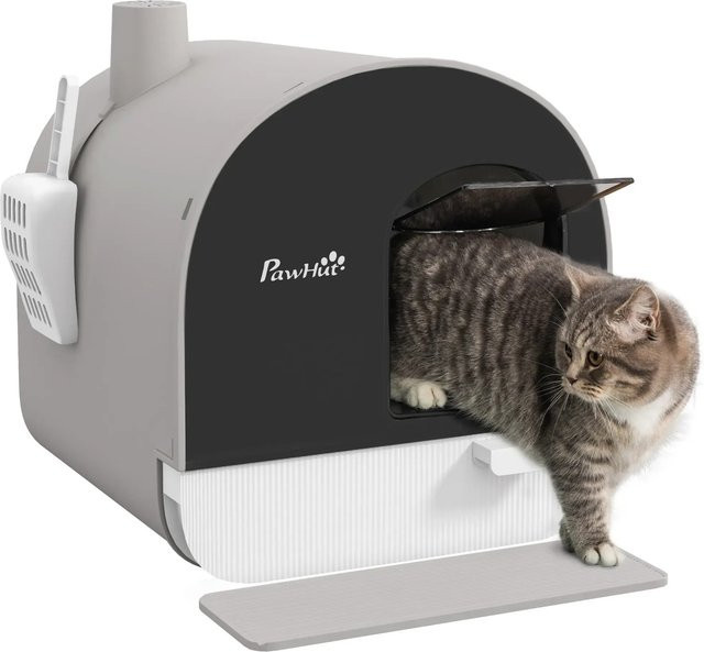 PawHut Katzentoilette mit Deckel aus Kunststoff in Grau, B: 44 cm, T: 43 cm, H: 47 cm - Bild 1