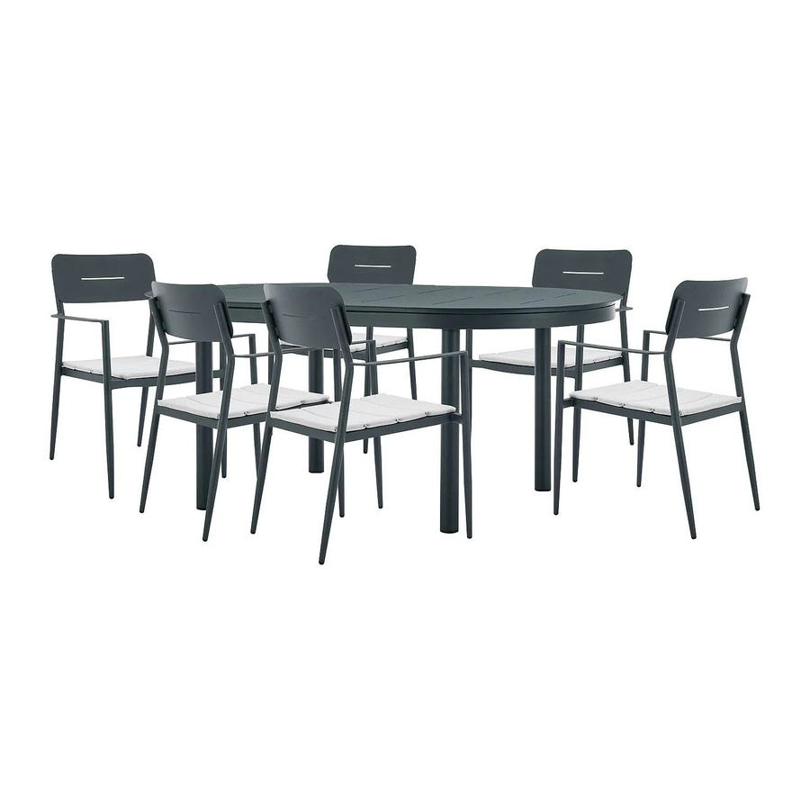 Gartenessgruppe Vente-unique Lottys Set in Anthrazitgrau aus Aluminium mit ausziehbarem Tisch B/T/H: 220 x 170 x 56 cm - Bild 2