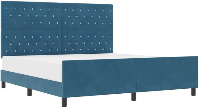 vidaXL Boxspringbett mit Kopfteil in Dunkelblau aus Samt, B/T: 180 x 200 cm, Höhe: 186 cm - Bild 1