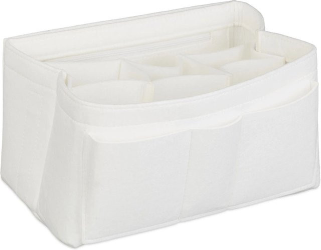 Relaxdays Taschenorganizer aus Filz in Weiß mit Fächern, B/T/H: 29 x 16,5 x 20 cm - Bild 1