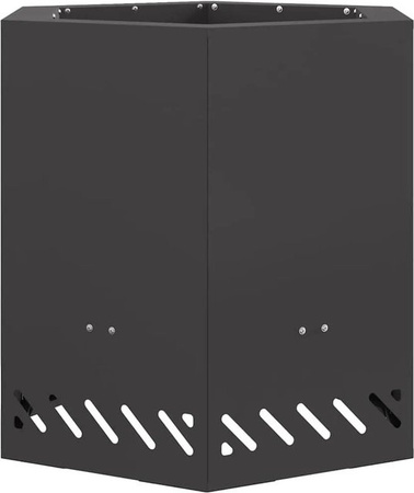 vidaXL Rauchfreier Feuerkorb aus Stahl in Schwarz mit Doppelwand-Luftzufuhr und Sekundärverbrennung, B/T/H: 48 x 48 x 51 cm