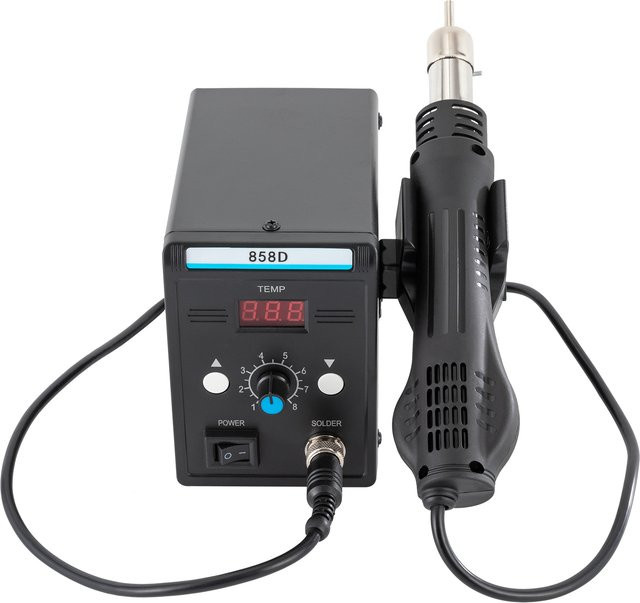 858D SMD Lötstation mit Heißluftpistole Set, 700W Schweißwerkzeug für Reparaturarbeiten, Schwarz - Bild 1