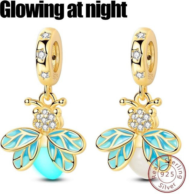 Anhänger 925 Silber, Perle, Zirkonia, Damen, Leopard Schmetterling Glühwürmchen - Bild 1