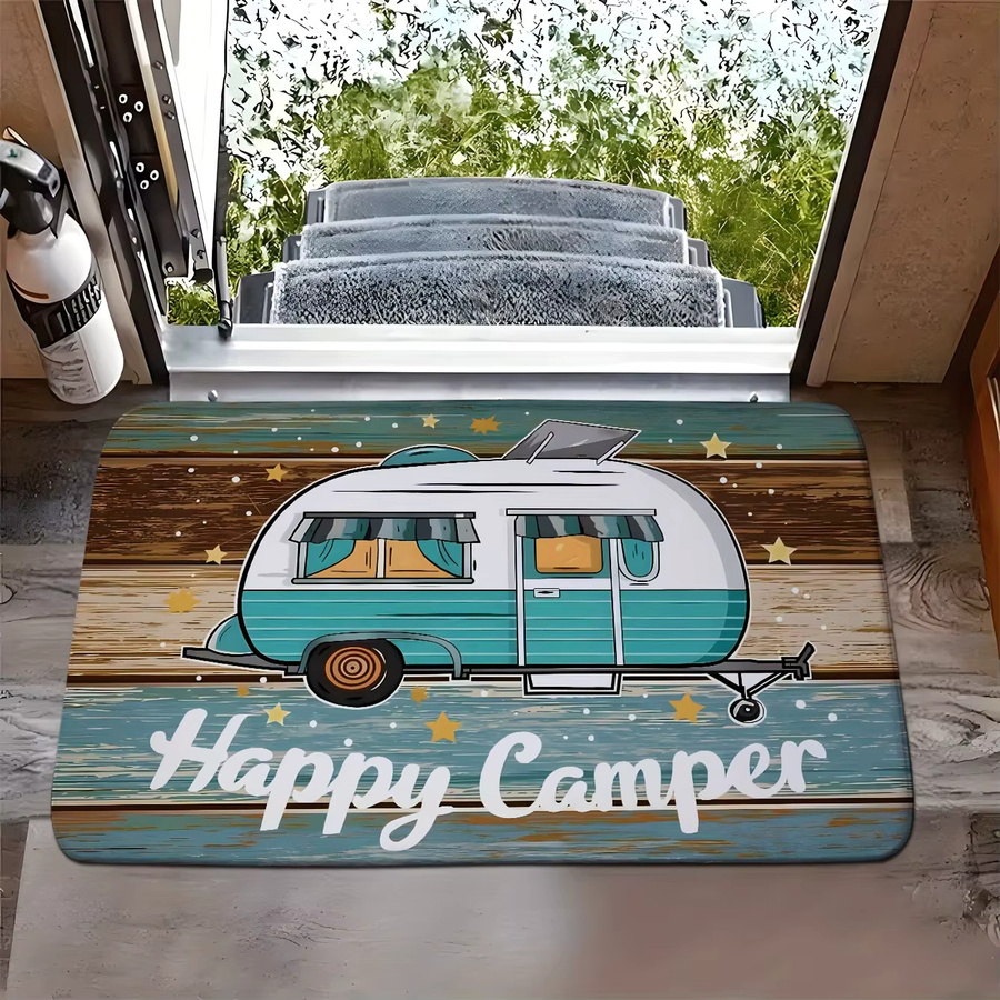 VIKAMA Retro Camping Fußmatte, Mehrfarbig, Waschbar und Anti-Rutsch, Rechteckig - Bild 3