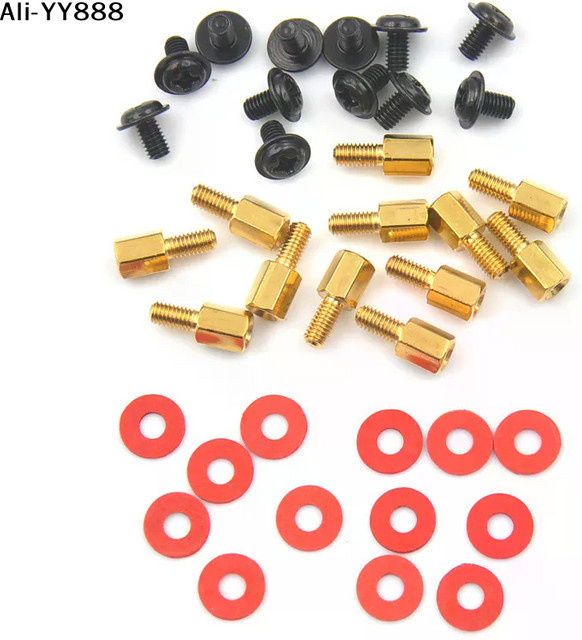 JETTING 36er Set Messing Abstandshalter und Isolierunterlegscheiben für PC-Gehäuse und Mainboards, Farbe: Gold, 6,5mm Höhe, M3 und 6-32 Gewinde - Bild 1