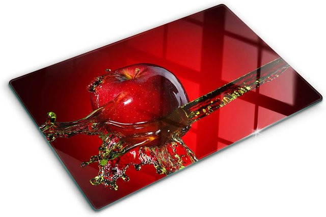 Tulup Herdabdeckplatte aus Glas in Rot als Schutzplatte und Schneidebrett, B/T: 80 x 52 cm - Bild 1
